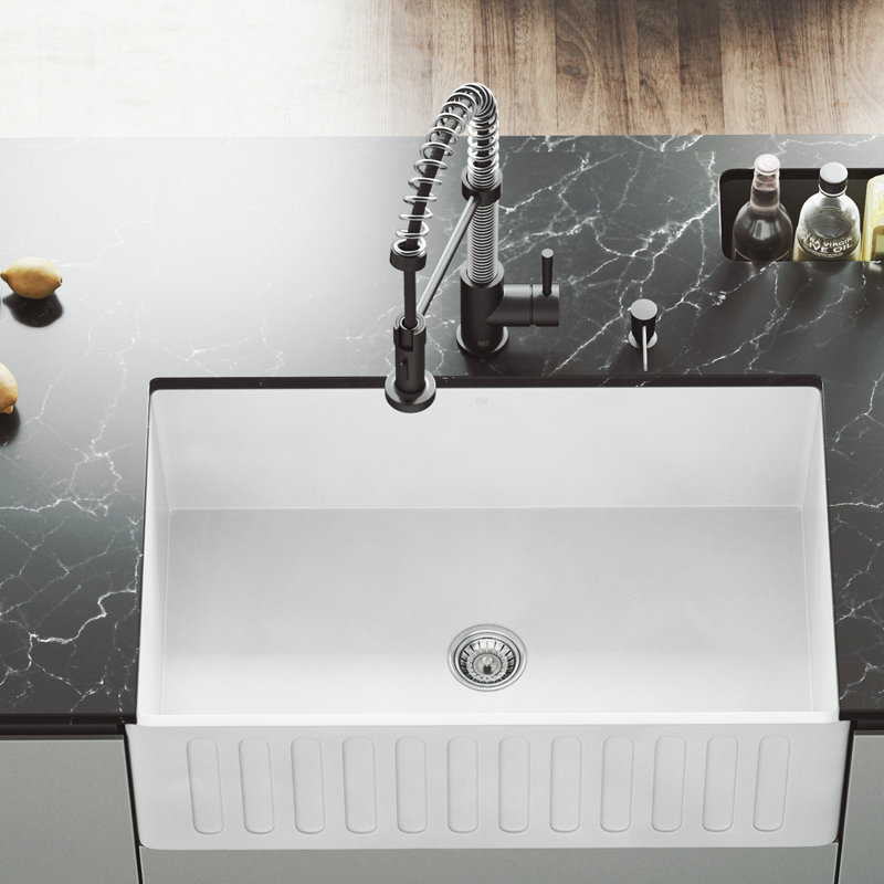 VIGO 30" x 18" Farmhouse Kitchen Sink with Basket Strainer & Reviews